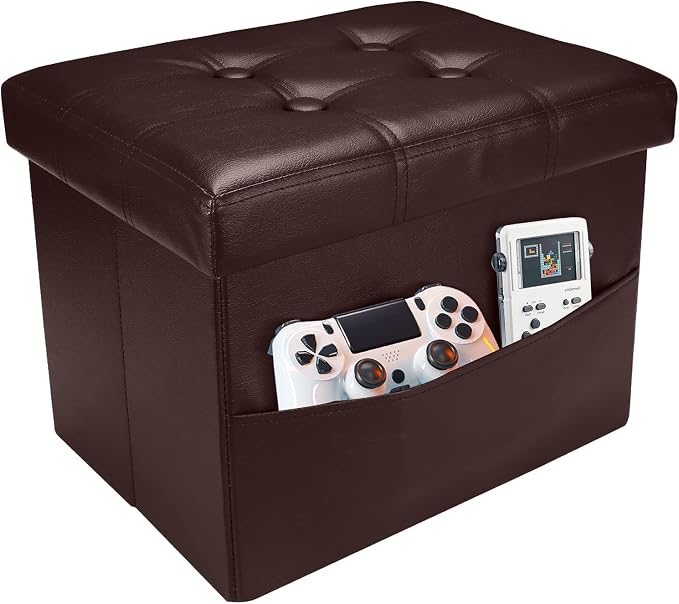 AmasSmile Storage Ottoman Folding Foot Rest Stool by AmasSmile