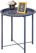 VECELO Side/End Table, Folding Round Metal Anti-Rust and Waterproof Outdoor or by VECELO