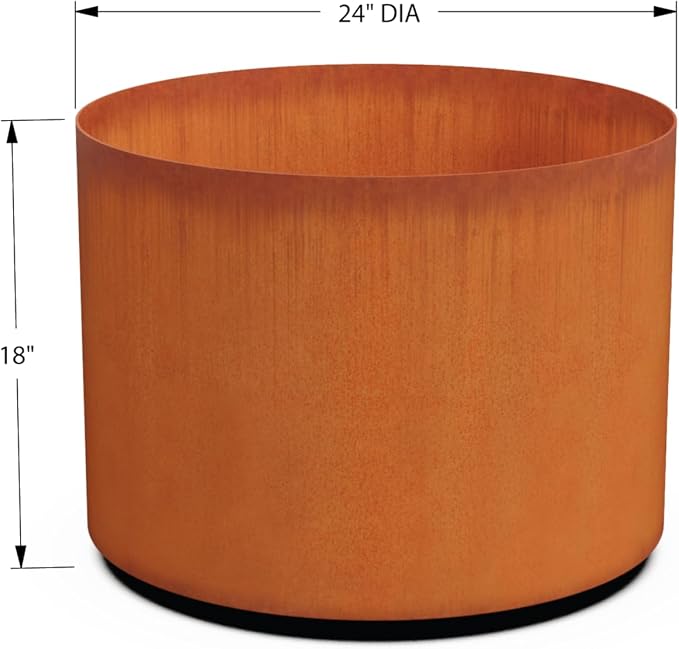 PLANTERCRAFT Corten Steel Metal Planter Box, Round Sizes, Modern Garden Steel - Image 5