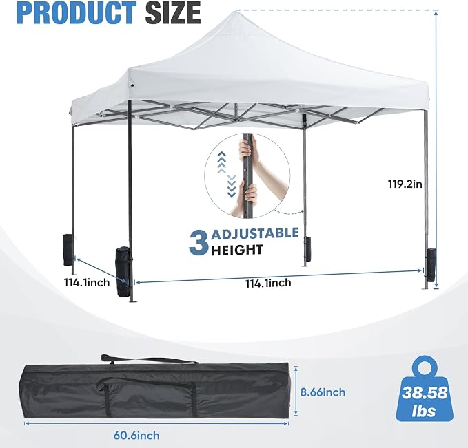 NEWBULIG 10x10 FT Pop Up Canopy Easy Up Tents - Image 2