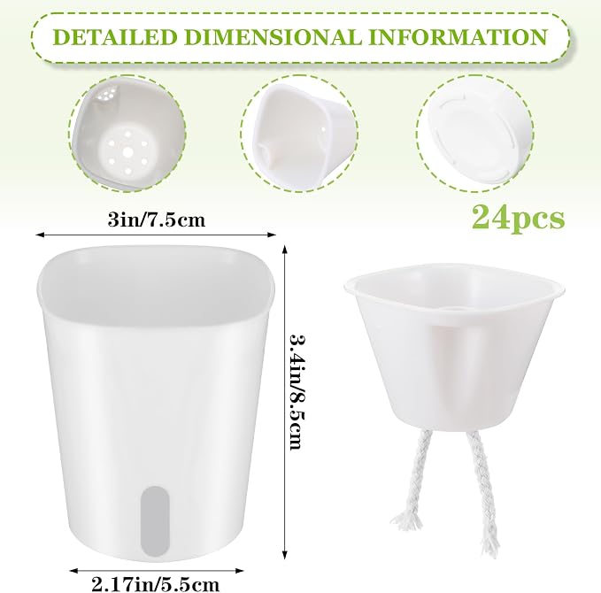 24 Pcs Self Watering Pots for Indoor Plants, 3 Inch White Plastic Self Watering - Image 2