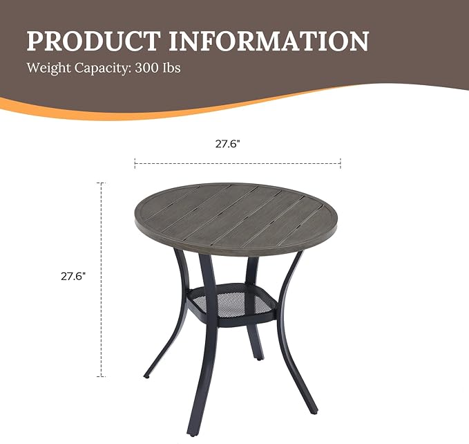 VICLLAX 27.5" Outdoor Round Patio Table - Image 3