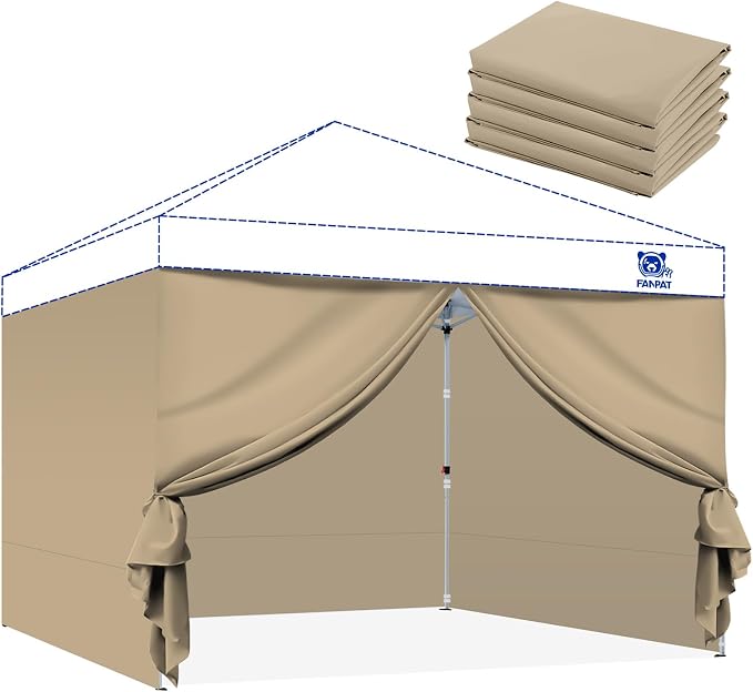 Instant 10x10 Canopy Sidewalls for Pop Up Canopy, Waterproof UV Protection by FANPATUS