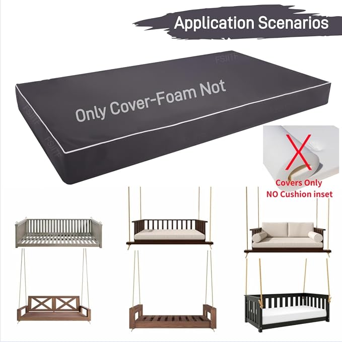 Patio Twin Daybed Bottom Covers, SunBed Mattress Bolster Slipcover, - Image 5