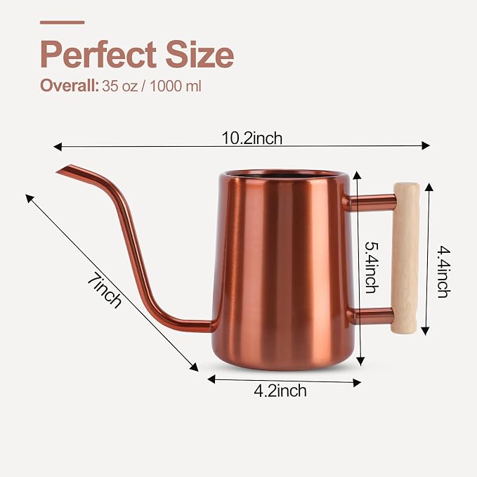 Watering Can Indoor Plants, 35 oz/1000 ml Metal Stainless Steel Watering Can Pot - Image 4