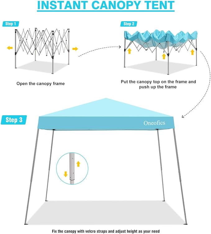 Canopy Tent, 10X10 FT Pop Up Canopy Outdoor Instant Tent Slant Legs - Image 3