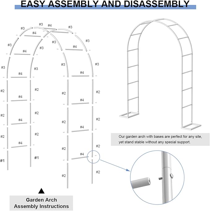 HEOMU Garden Arch Trellis, Metal Garden Arbor - Image 7