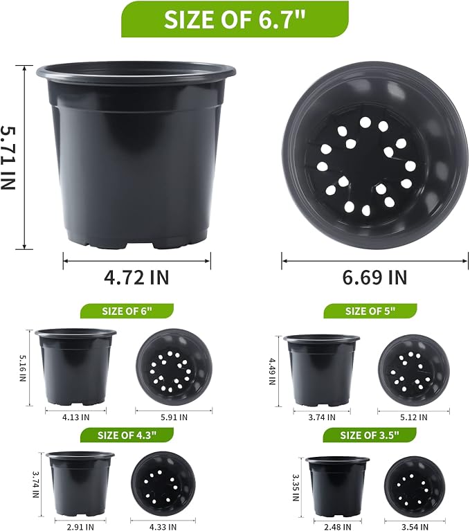 50Pcs Nursery Pots Variety Pack Plastic Pots - Image 2