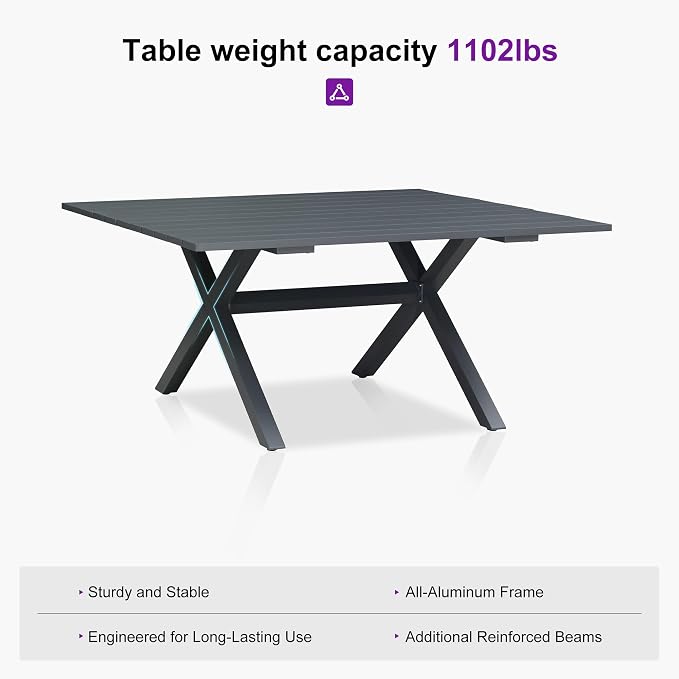 PURPLE LEAF 9 Pieces Outdoor Dining Set Patio Furniture Set - Image 3