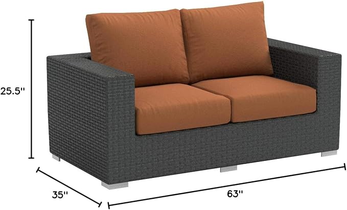 Modway Sojourn Wicker Rattan Outdoor Patio Sunbrella Fabric Loveseat in Canvas - Image 3