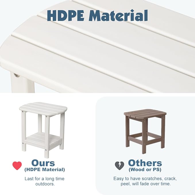 Adirondack Outdoor Side Table, 16.5” HDPE Small Patio Table - Image 4