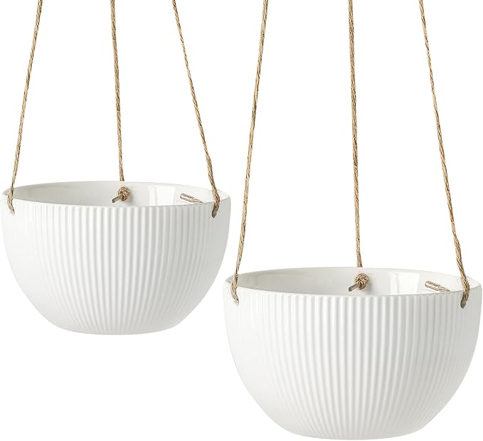 UBEE Ceramic Hanging Planters Indoor Outdoor, 7.5 Inch + 6.5 Inch Hanging by Unknown