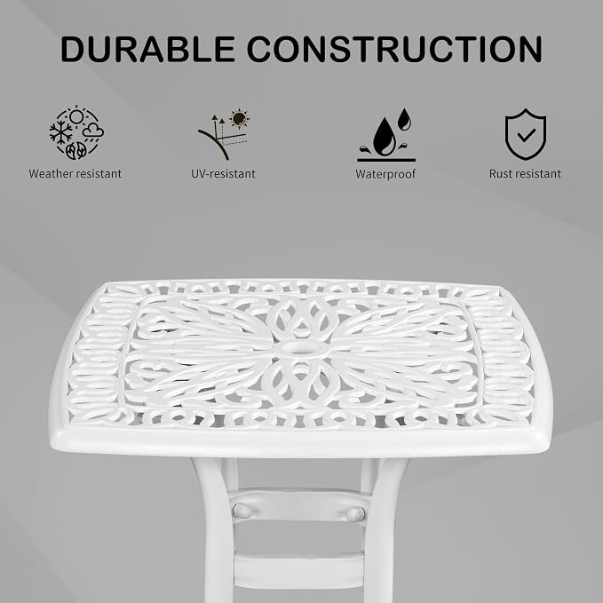 VINGLI 21” Cast Aluminum Outdoor Side Table - Image 4