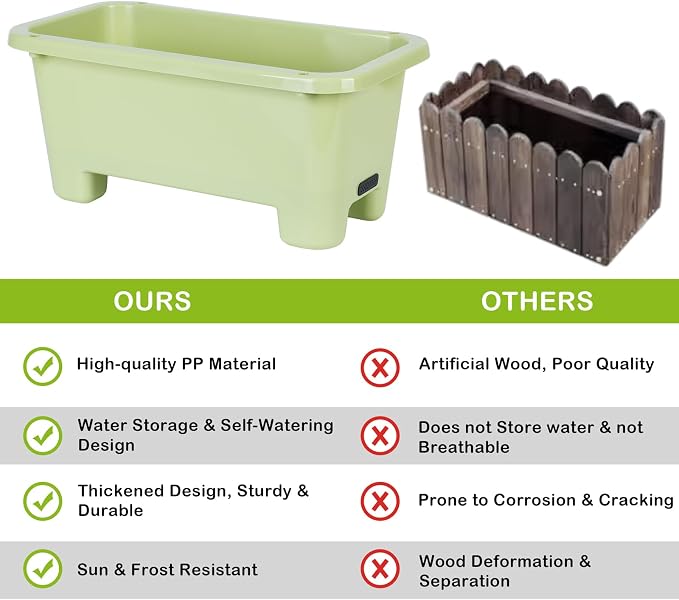 Self-Watering Rectangle Planter Boxes 8-Pack, 15.7-Inch Window Box Planter - Image 3