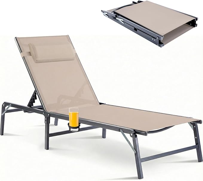 Foldable Chaise Lounge Chair by HOMELYM