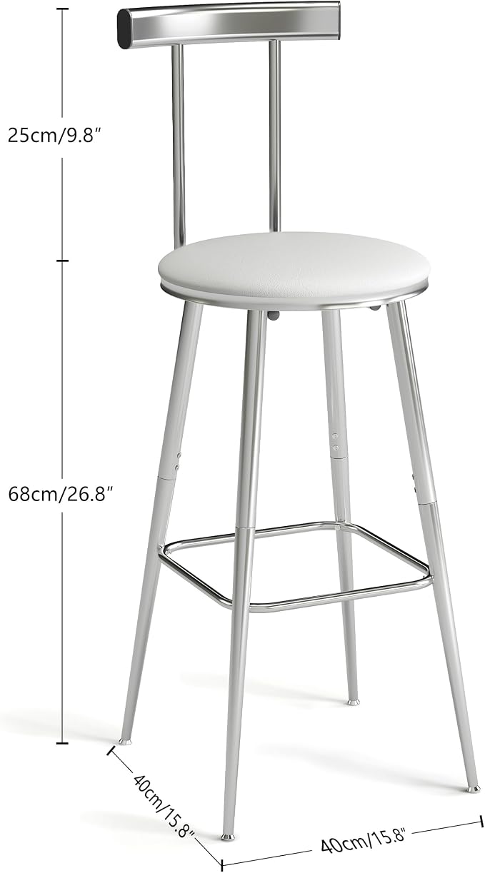 Bar Stools, Bar Chairs with Backrest and Footrest, Industrial Counter Stools - Image 3