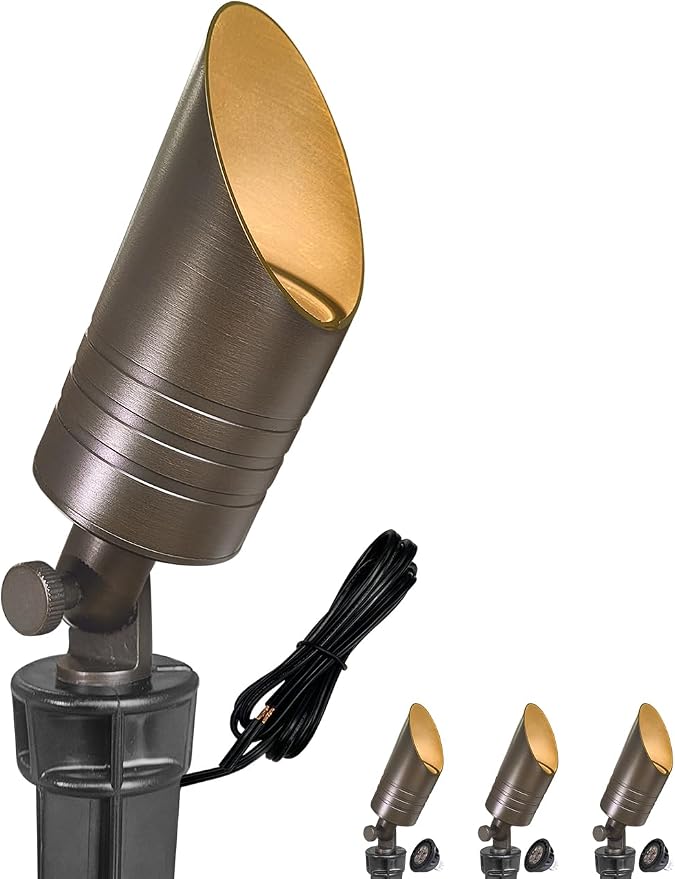 MALORY Brass Landscape Spot Lights, 12V AC/DC Low Voltage LED Landscape Lighting by MALORY