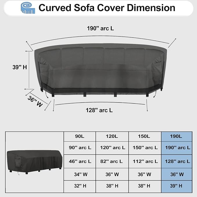 OutdoorLines Waterproof Curved Outdoor Sectional Cover - Image 2