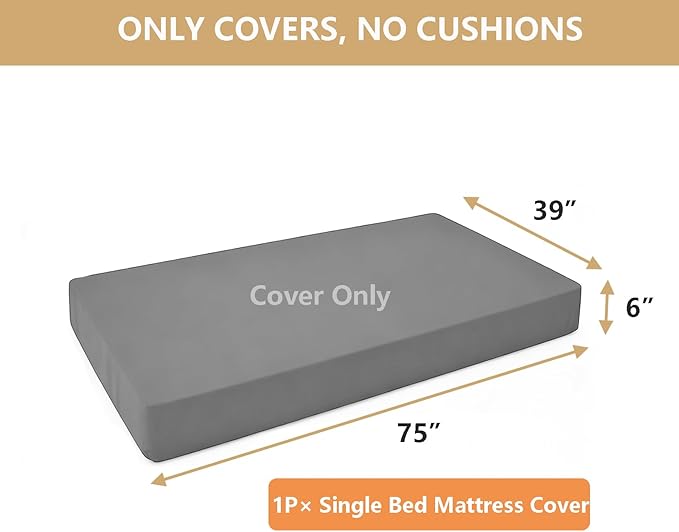 Oslimea Outdoor Daybed Cushion Cover Patio Twin Daybed Cover Waterproof Porch - Image 2
