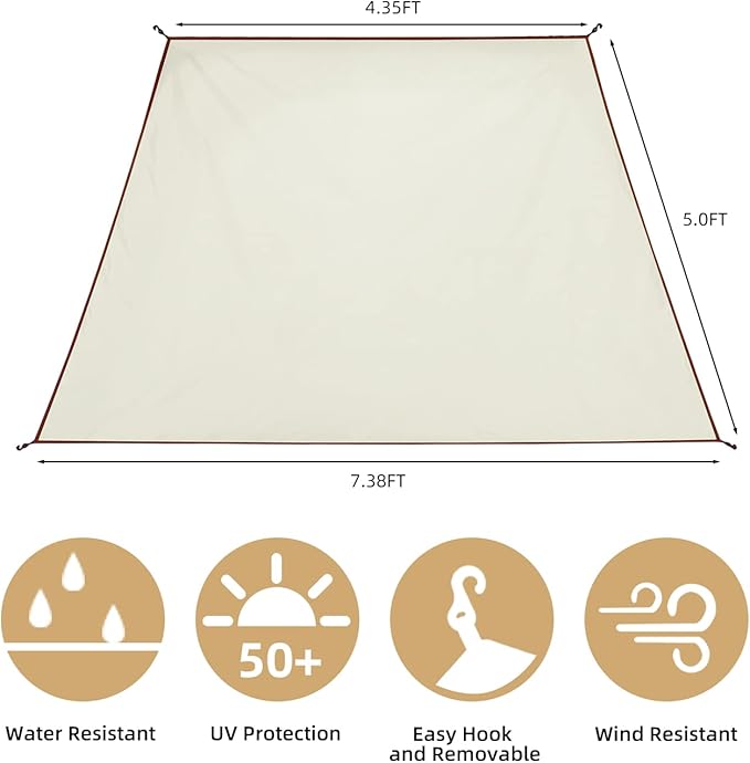 Sunwall for Instant Camping Canopy Shade Tent 8.2' X 8.2', Detachable Flap Sun - Image 2