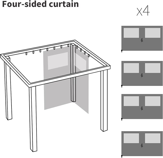 Homegroove Gazebo Universal Replacement Privacy Curtain, 4-Panels Sidewall - Image 3