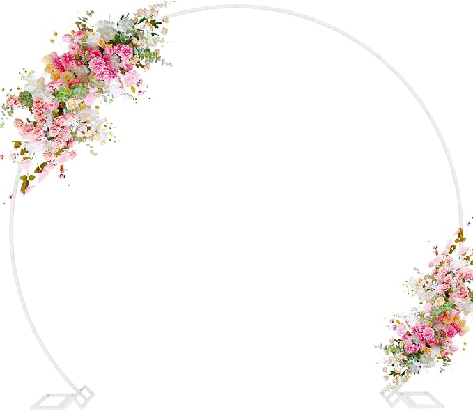 Wokceer Wedding Arch 8FT Round Backdrop Stand Balloon Arch Stand White Circle by Wokceer