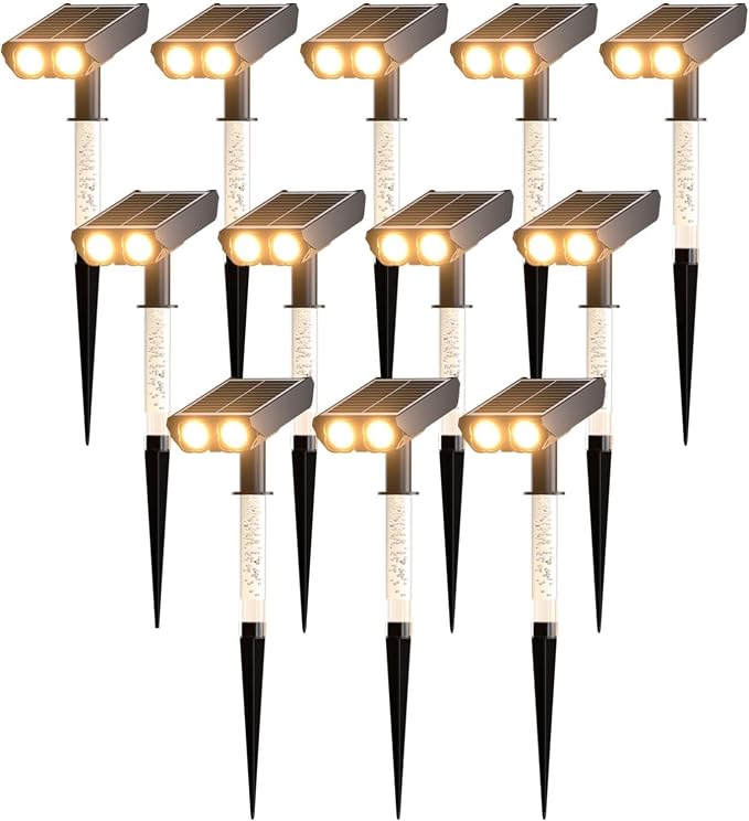 Solar Spot Lights Outdoor Adjustable Beam & PC Light Guide Column, 12 Pack by Unknown