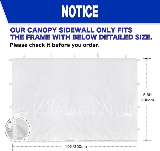 Instant 10x10 Canopy Sidewalls for Pop Up Canopy, Waterproof UV Protection - Image 2
