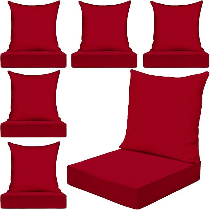 Hoteam 6 Set Outdoor Chair Cushions 20 x 20 Inch Patio Cushions Deep Seat by Hoteam