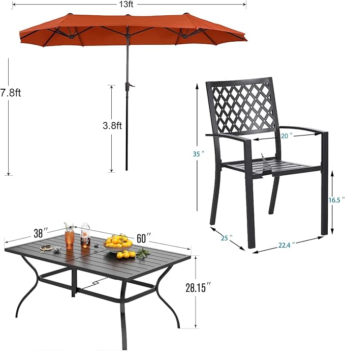 PHI VILLA 8 Piece Patio Dining Set - Image 8