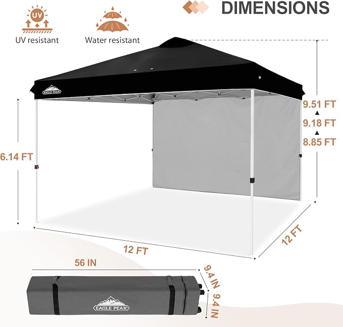 EAGLE PEAK Commercial Canopy 12x12 Pop Up Canopy Tent - Image 3