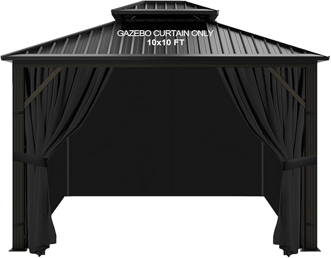 slashome 10'x10' Gazebo Curtains Outdoor Waterproof, Sidewalls by SLASHOME
