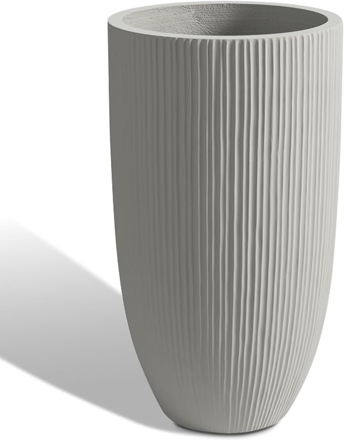 Tall Planters for Outdoor Plants, Large Concrete Flower Pots for Garden Front by Heyzier