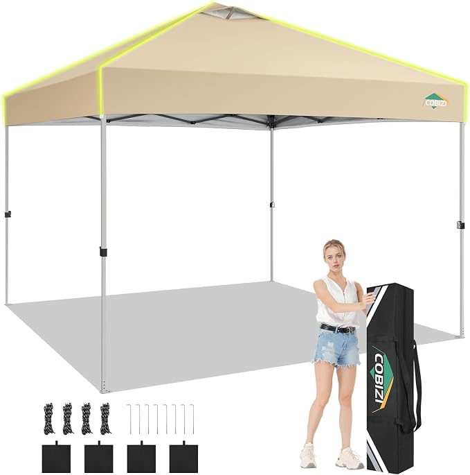 COBIZI 10x10 Pop Up Canopy Tent, Outdoor Party Tent Without Sidewall One Push by COBIZI