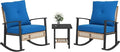 Outsunny 3 Pieces Rocking Wicker Outdoor Bistro Set, Rattan Patio Furniture Set by Outsunny