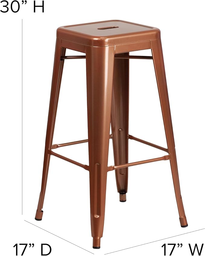 Flash Furniture Kai Commercial Grade 4 Pack 30" High Backless Copper - Image 3