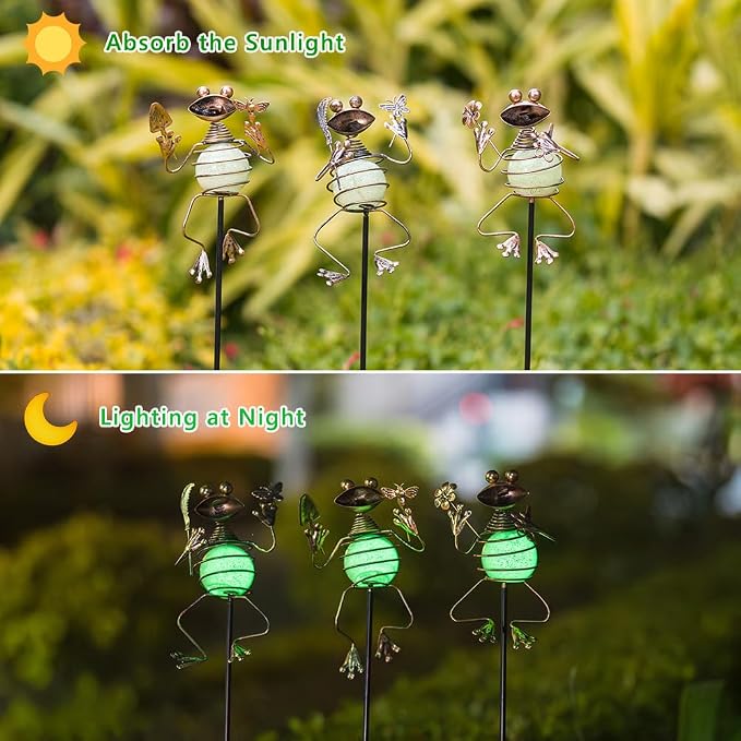3 Pack Decorative Garden Stakes, Frog Waterproof Metal Spring Decor, Outdoor - Image 4