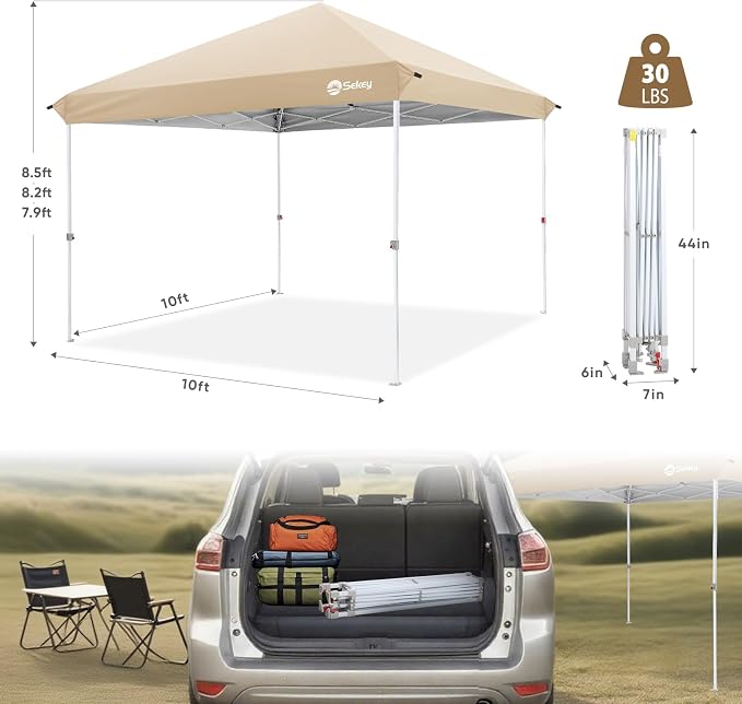 Sekey 10x10 Pop Up Canopy with One Push Setup-Easy Up Canopy with 99% UV - Image 7