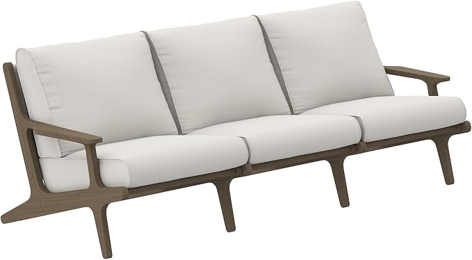 Modway Saratoga Teak Outdoor Patio Sofa in Weathered Gray White – 3 Seater Couch - Image 5