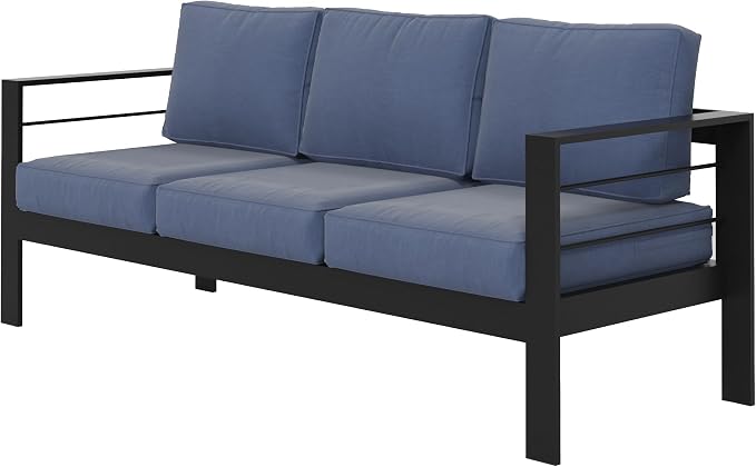 Wisteria Lane Patio Furniture Aluminum Sofa, All-Weather Outdoor 3 Seats Couch - Image 7