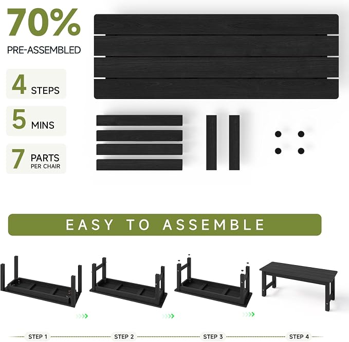 ONBRILL Outdoor Benches Weatherproof, 2-Person Poly Lumber Garden Bench - Image 8