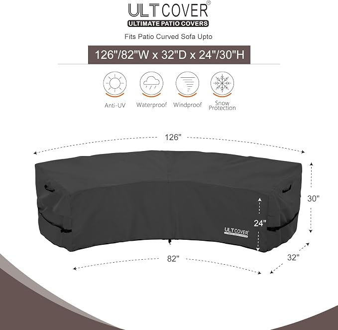 ULTCOVER Patio Curved Sofa Cover Waterproof - Image 2