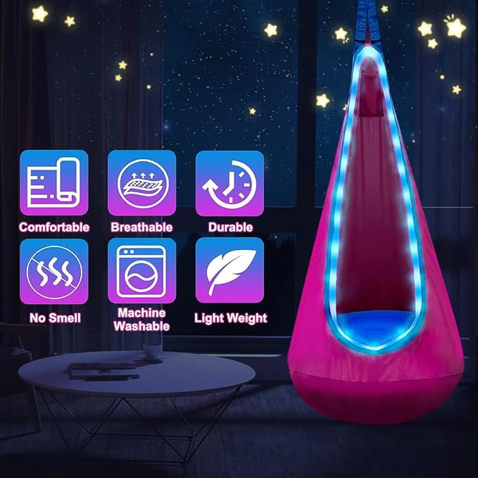 Light Up Swing Chair Hammock Chair Indoor Outdoor - Image 3