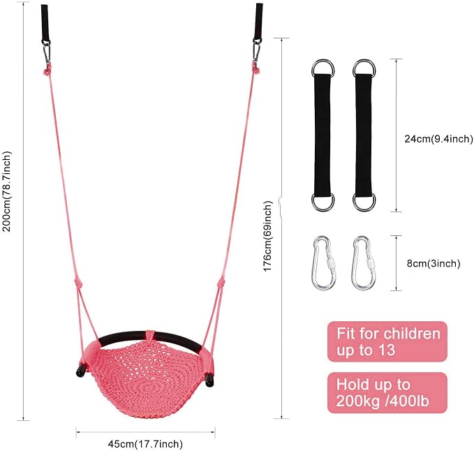 JKsmart Swing Seat for Kids Heavy Duty Rope Play Secure Children Swing Set - Image 6