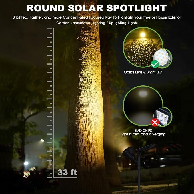 DBF Solar Outdoor Lights, 600LM Solar Spot Lights Outdoor Waterproof, 18 LED - Image 2