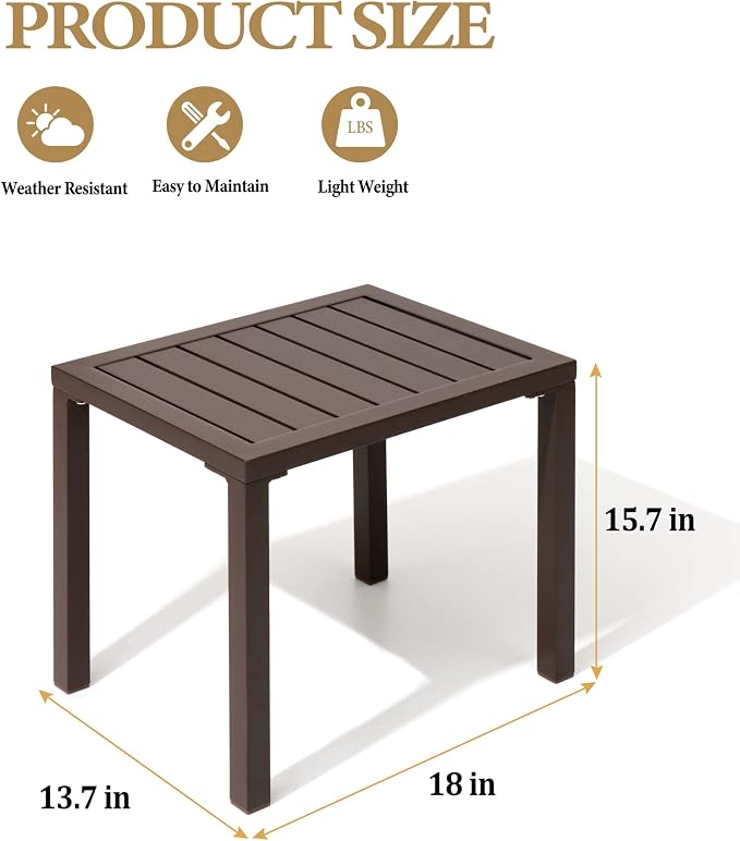 Crestlive Products Outdoor Side Table, Aluminum Rectangular End Table, Easy - Image 3