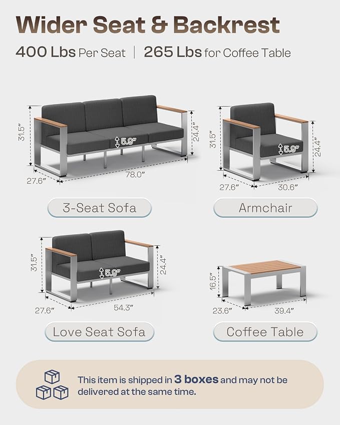 Outdoor Aluminum Loveseat, Modern Patio Patio Furniture - Image 7