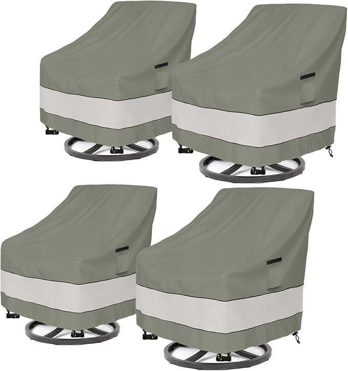 Outdoor Swivel Chair Cover 4 Pack, Waterproof 100% Outdoor Patio Chair Covers by Aacabo