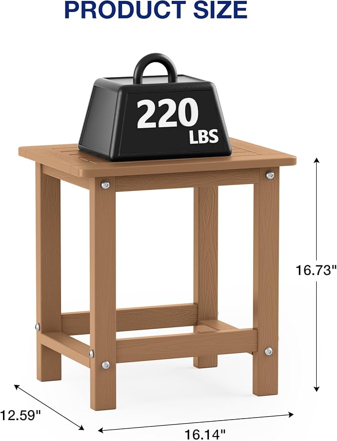 YEFU Outdoor Side Table for Patio: 16" HIPS Weather - Image 3