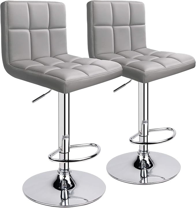 Leopard Bar Stools, Modern PU Leather Adjustable Swivel Bar Stool by LEOPARDPRODUCTS